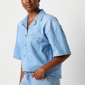 Ana Light Blue Denim Top